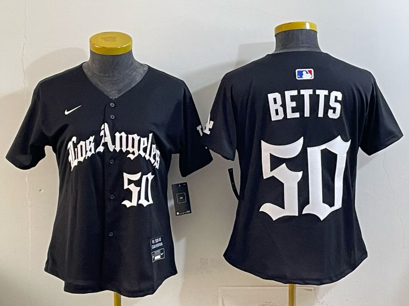 Women Los Angeles Dodgers #50 Betts Black 5th Jointly Name 2026 Nike MLB Jersey style 01->women mlb jersey->Women Jersey